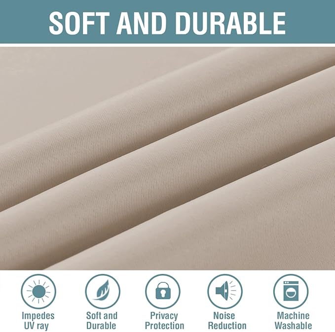 H.VERSAILTEX Blackout Curtain for Living Room Small Window Kitchen Blackout Curtains 45 inch Length Energy Saving Solid Grommet Blackout Drape, One Panel, Fog, 52" W x 45" L
