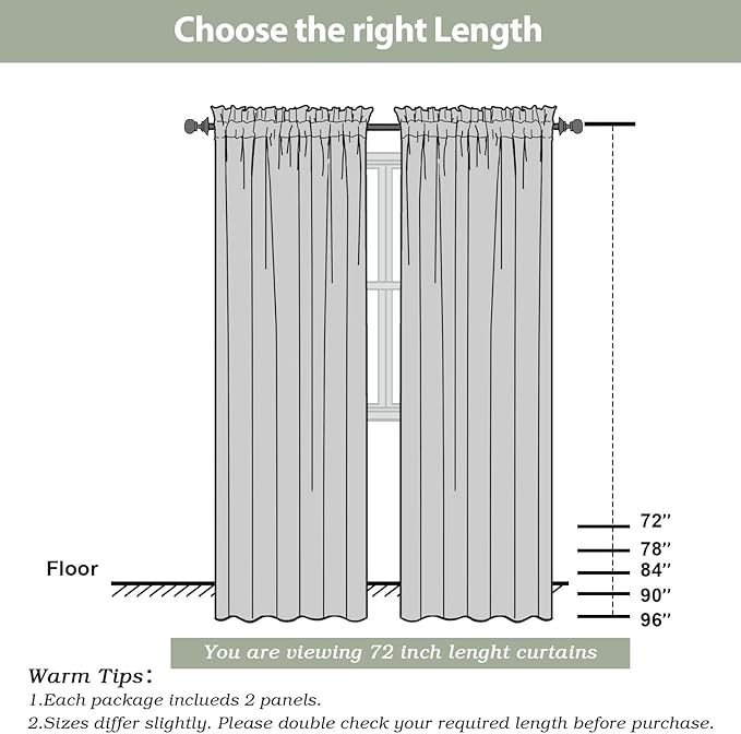 OWENIE Sheer Curtains 72 Inches Long for Bedroom Living Room, Rod Pocket Fimly Solid French Door Curtains Set of 2, Elegant Taupe Voile Curtains Panels Window Treatments, 42" Width