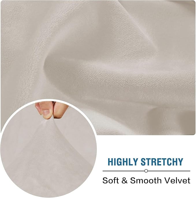 H.VERSAILTEX Velvet Stretch Individual Couch Cushion Cover Plush Slipcover for Loveseat Sofa Furniture Protector Seat Cover (1 Piece Loveseat Cushion Cover, Oatmeal)