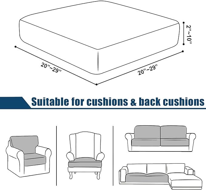 Water-Repellent Sofa Cushion Covers RV Seat Cover, High Stretch Removable Furniture Protector for Living Room, Washable Chair Seat Slipcover, 1 Seater (Small, Ivory)