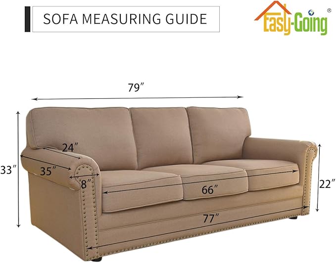 Easy-Going Reversible Couch Cover for 3 Cushion Couch Sofa Cover for Dogs Water Resistant Furniture Protector Cover with Foam Sticks Elastic Straps for Pet Cat (Sofa, Brown/Beige)