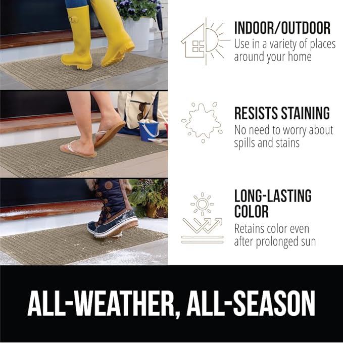 GORILLA GRIP® Ultra Absorbent Front Door Mat Outside Entrance, 35x23, Traps Dirt and Moisture, HydroABSORB Indoor Outdoor Doormat Holds Up to 5.7 Cups Water, Stain and Fade Resistant Welcome Mat Beige