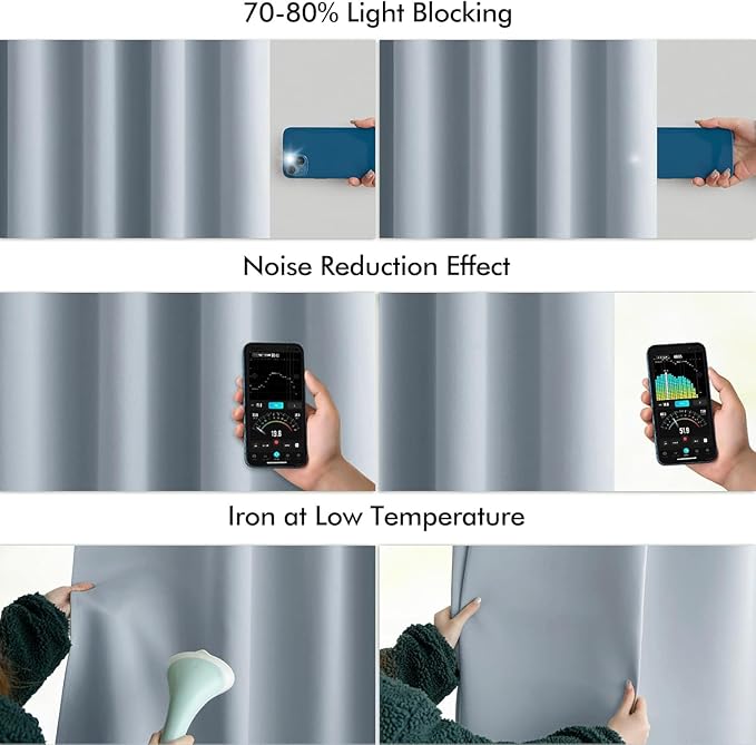 MIULEE Light Blue Back Tab Blackout Curtains 90 Inches Long 2 Panels Set for Living Room Bedroom Privacy, Rod Pocket/Pinch Pleat Thermal Insulated Room Darkening Pleated Light Blocking Drapes