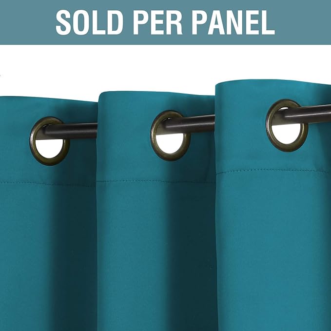 H.VERSAILTEX Window Treatment Blackout Curtains for Living Room Thermal Insulated Energy Saving Patio Door Curtains Grommet Panles, Room Darkening Curtain Turquoise Blue (Set of 1 Panel), 52'W x 96'L