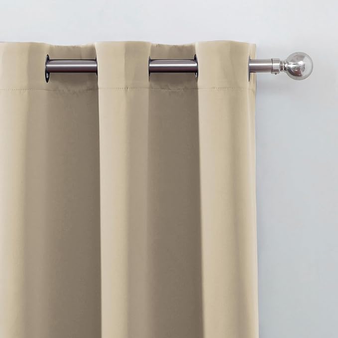 LEMOMO Blackout Curtains 52 x 120 Inch Long Beige Curtains Set of 2 Panels Room Darkening Curtains for Bedroom and Living Room