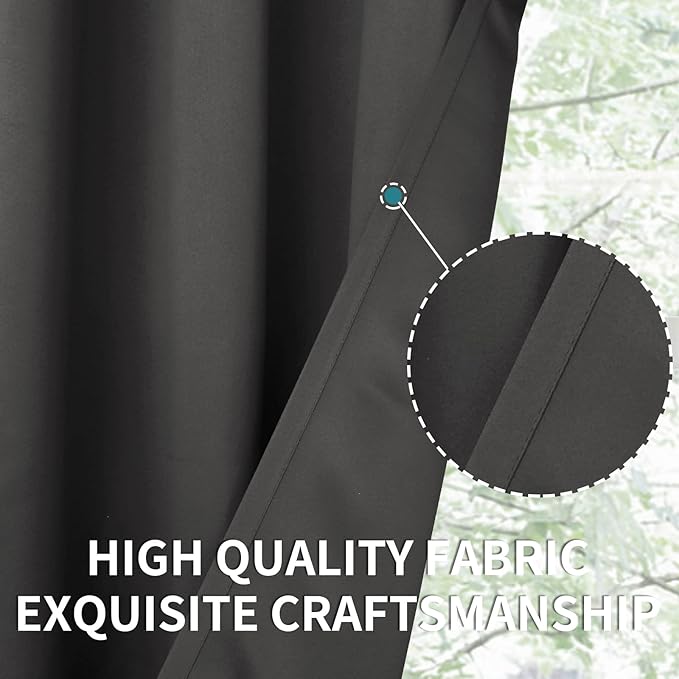 BGment Blackout Curtains for Bedroom - Grommet Thermal Insulated Room Darkening Curtains for Living Room, Set of 2 Panels (52 x 72 Inch, Dark Grey)