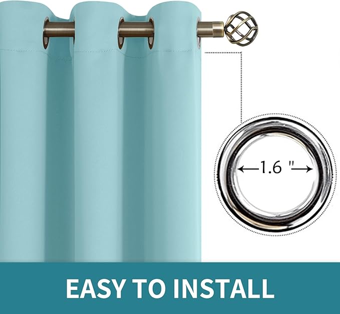 BGment Blackout Curtains - Grommet Thermal Insulated Room Darkening Bedroom and Living Room Curtains, Set of 2 Panels (46 x 84 Inch, Baby Blue)