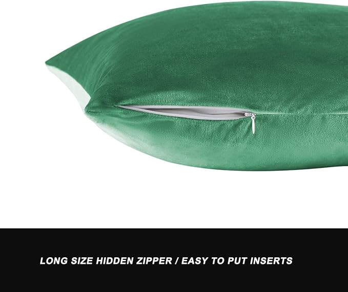 GIGIZAZA Mint Turquoise Velvet Decorative Throw Pillow Covers 20x20 for Sofa Bed 2 Pack Soft Cushion Cover