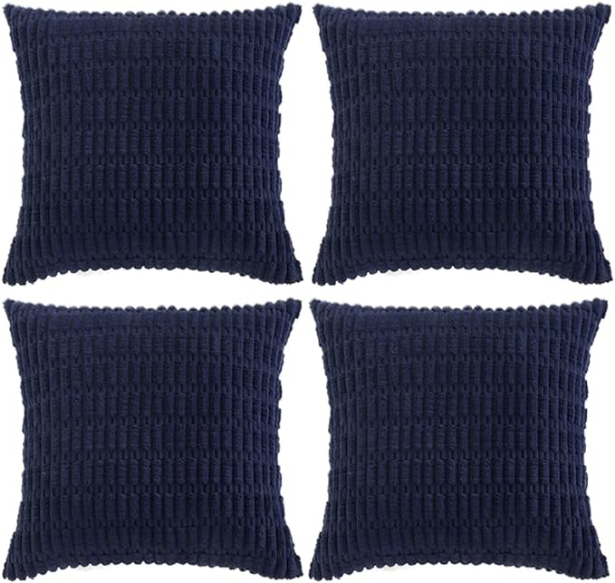 Fancy Homi 4 Packs Dark Grey Decorative Throw Pillow Covers 14x14 Inch for Couch Bed, Rustic Modern Farmhouse Boho Home Decor, Soft Plush Corduroy Gray Cute Square Accent Cushion Case 35x35 cm