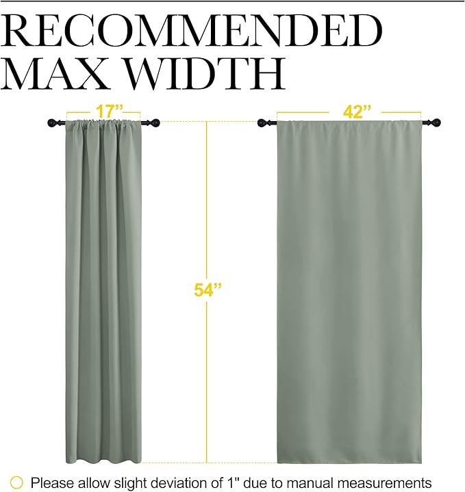 NICETOWN Window Curtains Blackout Drapes - Thermal Insulated Solid Rod Pocket Blackout Curtains/Draperies for Living Room (Greyish Green, One Pair, 42 by 54-Inch)