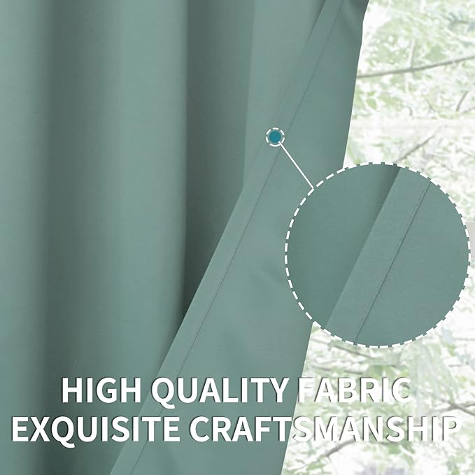 BGment Blackout Curtains - Grommet Thermal Insulated Room Darkening Bedroom and Living Room Curtains, Set of 2 Panels (42 x 84 Inch, Frosty Green)