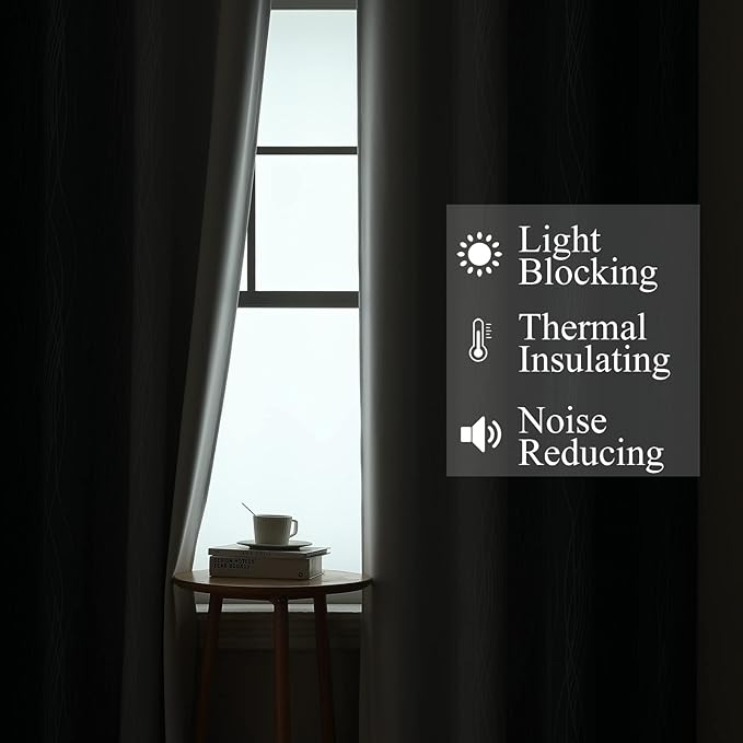 Estelar Textiler Full Room Darkening Greyish White and Navy Blue Blackout Curtains 72 Inch Length 2 Panels Set, Ombre Thermal Insulated Light Blocking Grommet Blackout Drapes for Bedroom, 42Wx72L