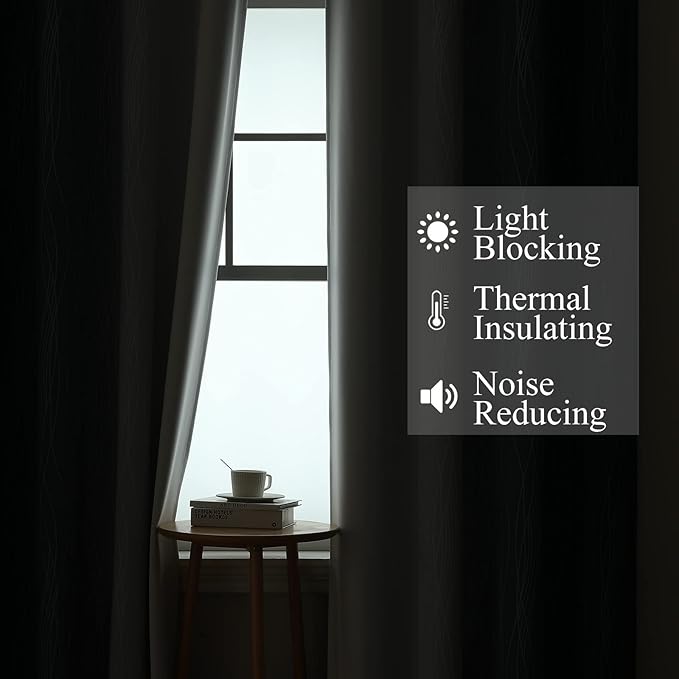 Estelar Textiler Full Room Darkening Greyish White and Navy Blue Blackout Curtains 54 Inch Length 2 Panels Set,Ombre Thermal Insulated Full Light Blocking Grommet Blackout Drapes for Kitchen,52Wx54L