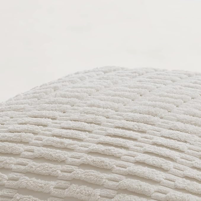 Fancy Homi 4 Packs Pure White Decorative Throw Pillow Covers 16x24 Inch for Living Room Couch Bed, Rustic Modern Farmhouse Boho Home Decor, Soft Plush Corduroy Cute Accent Square Cushion Case 40x60 cm
