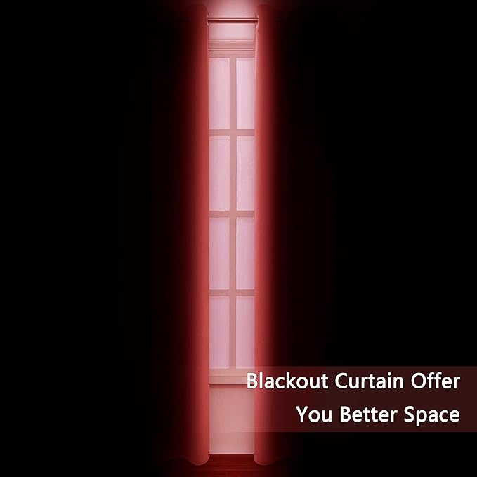 LEMOMO Blackout Curtains 52 x 84 inch/Bright Red Curtains Set of 2 Panels/Thermal Insulated Room Darkening Bedroom Curtains