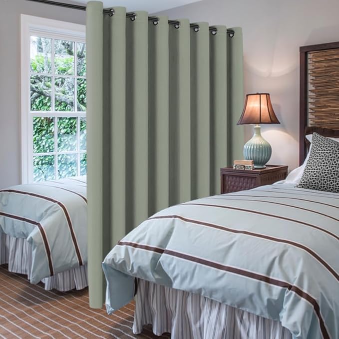 H.VERSAILTEX Blackout Patio Curtains 100 x 96 Inches for Sliding Door Extral Wide Blackout Curtain Panels Thermal Insulated Room Divider - Grommet Top, 8' Tall by 8.5' Wide - Sea Grass