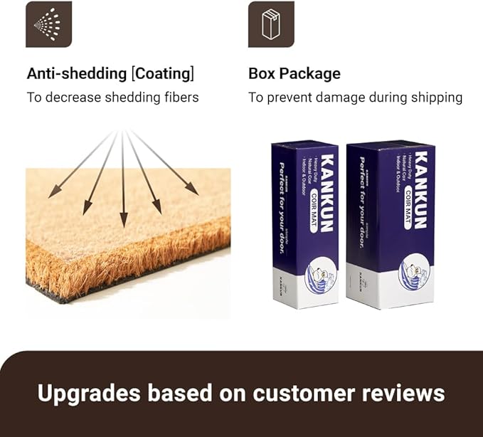 KANKUN Coco Coir Door Mat with Heavy Duty Backing, Welcome Doormat (17" x 30"), Doormat Entrance (Oh Hello)