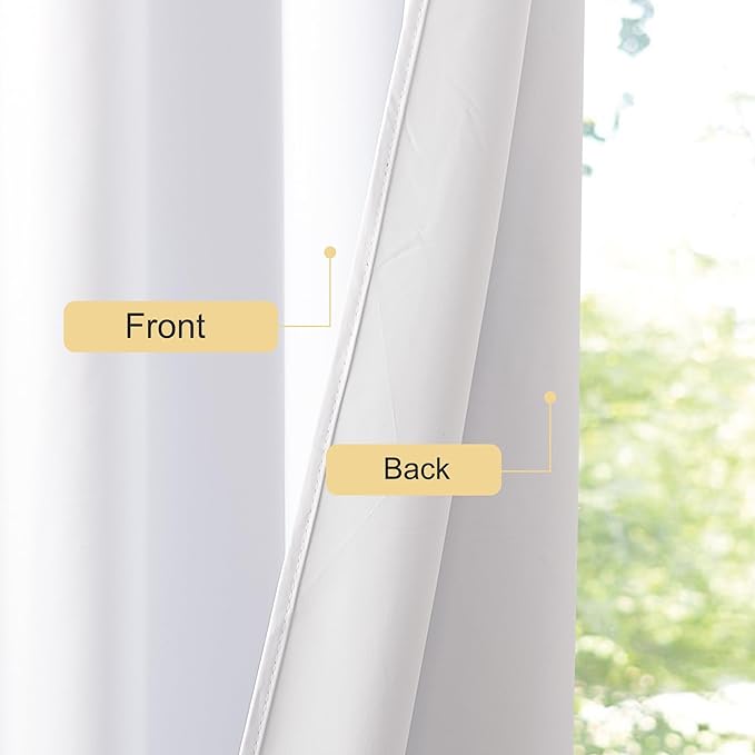 NICETOWN 100% Blackout Window Curtain Panels 96 inch Length for Living Room, Set of 2, Snow White, 55 inches Wide, Thermal Insulated Extra Long Drapes for Patio Door