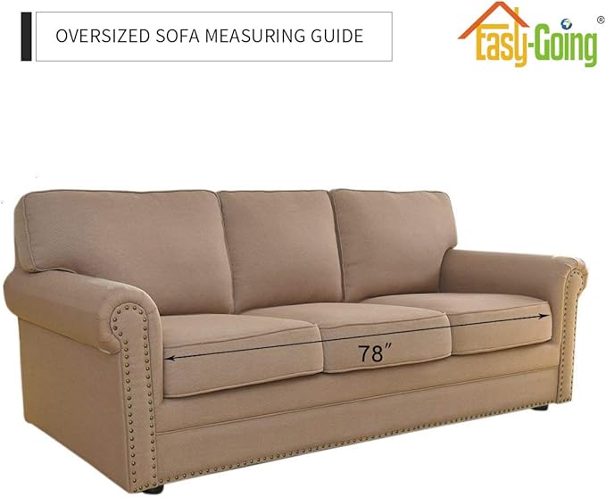 Easy-Going Reversible Oversized Couch Cover for 3 Cushion Couch Sofa Cover for Dogs Water Resistant Furniture Protector Cover with Foam Sticks for Pet (Oversized Sofa, Pink/Beige)