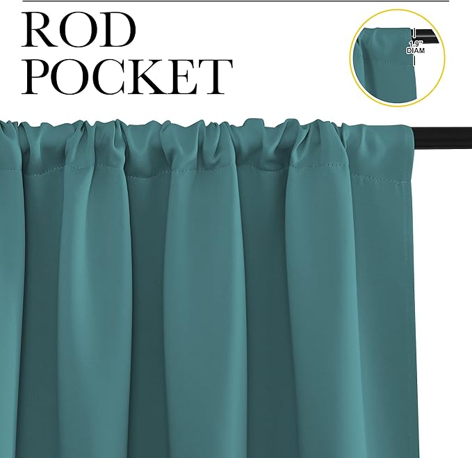 NICETOWN RV Blackout Curtains for Camper Windows, Sea Teal, 29" Wide by 40" Long, 2 PCs, Short Blackout Curtains & Drapes, Thermal Insulated Blackout Curtain Panels for Kids Room, Play Room