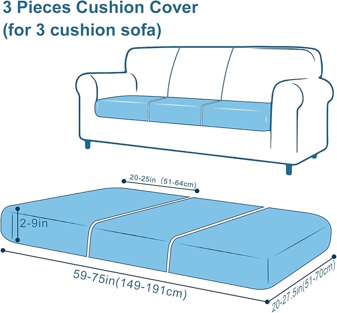 Smiry Printed Couch Cushion Covers, Stretch Soft Couch Covers for Sofa, Washable Non-Slip Sofa Slipcover Furniture Protector for Indoor and Outdoor (3 Pack, Cream)