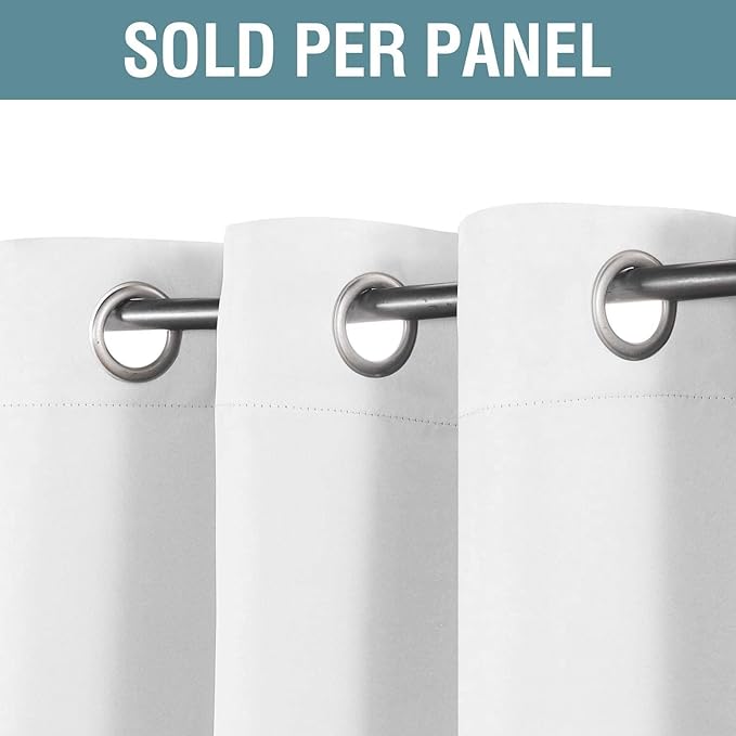 H.VERSAILTEX White Curtains for Living Room Pure White Curtain 96 inches Long Thermal Insulated Window Treatment Panel/Drape for Bedroom, White, One Panel, Grommet Top, 52" W x 120" L