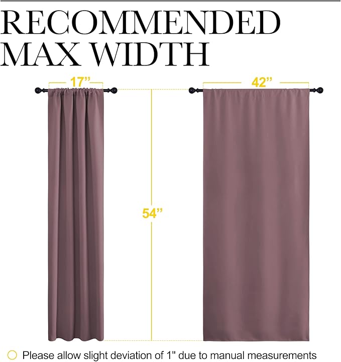 NICETOWN Kitchen Curtains, Short Blackout Curtains & Drapes, Home Decoration Privacy Thermal Insulated Curtains for Unicorn Theam Room (Dry Rose, 42" Wide, 54" Long, 2 PCs)