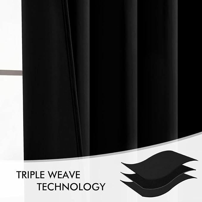MIULEE Black Back Tab Blackout Curtains 104 Inch Length 2 Panels Set for Living Room Bedroom Privacy, Halloween Rod Pocket/Pinch Pleat Thermal Insulated Room Darkening Pleated Light Blocking Drapes