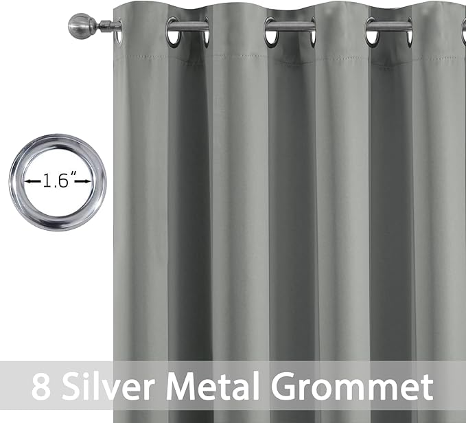 Yakamok Dove Grey Room Darking 72 Inch Length 2 Panel Sets for Livingroom Dining Room Darkening Thermal Insulated Bay Window Hotel Modern Elegant Black Out Sunblock Curtins/Bedroom,52 x 72 Inches