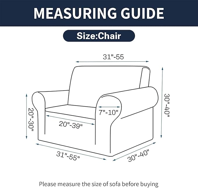Cupuamon 2026 New Stretch Chair Sofa Slipcovers Couch Cover for 1 Seater Furniture Protector Sofa Covers with Elastic Bottom Jacquard Fabric Small Checks for Pets, Kids - Charcoal