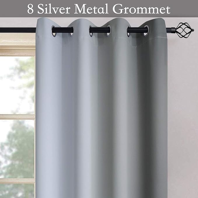 SimpleHome Ombre Room Darkening Curtains 36 inches Length for Bedroom,Grommet Gradient Light Blocking Grey Gradient Window Curtains for Living Room,2 Panels, 52x36 inches