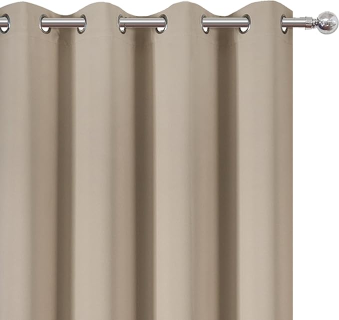 LEMOMO Khaki Blackout Curtains 52 x 63 Inch Length/Set of 2 Curtain Panels/Thermal Insulated Room Darkening Curtains for Bedroom and Living Room