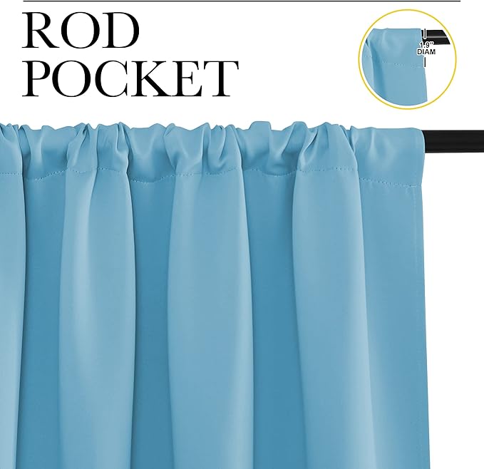 NICETOWN Blackout Curtains for Living Curtains, Teal Blue, 2 Panels, 52 by 95, Room Darkening Window Curtain Panels, Easy-Care Solid Thermal Insulated Draperies/Drapes for Daughter Room