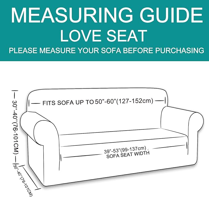 U-NICE HOME Loveseat Cover Stretch Couch Cover Sofa Cover Sofa Slipcover Furniture Protector for 2 Cushion Couch Sofa Pet Friendly(Loveseat, Blue)