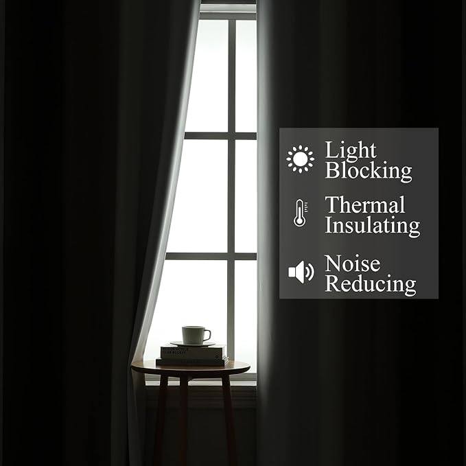 Estelar Textiler Brown and Greyish White Blackout Curtains 54 Inch Length, Full Light Blocking Gradient Grommet Drapes for Living Room, Thermal Insulated Ombre Curtains for Bathroom,52Wx54L,2 Panels