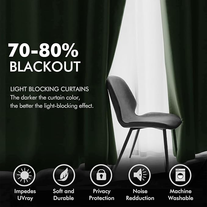 MIULEE Velvet Curtains Olive Green Elegant Grommet Curtains Thermal Insulated Soundproof Room Darkening Drapes for Classical Living Room Bedroom Decor 52 x 72 Inch Set of 2