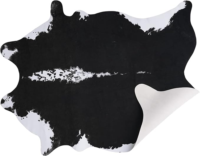 AROGAN Faux Cow Hide Rug, Premium Cow Print Rug Animal Area Rug for Western Boho Decor, Cowhide for Bedroom, Living Room, Cute Decor Black and White, 2.3 x 3.6 Feet