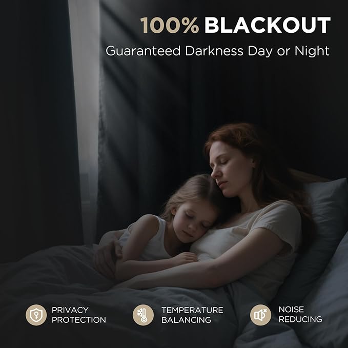 Joydeco Blackout Curtains for Bedroom - 100% Light Blocking 2 Panels Cappuccino Drapes 37" W x 63" L, Thermal Insulated Room Darkening Curtains, Linen Textured for Living Room, Rod Pocket & Back Tabs