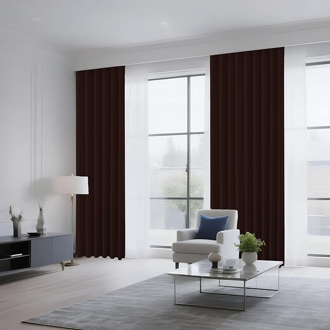 CUCRAF Blackout Curtains 72 inch Length 2 Panels Set, Rod Pocket Room Darkening Drapes for Bedroom Living Room, Insulated Thermal Light Blocking Window Curtain (W52 x L72 Inch, Chocolate)