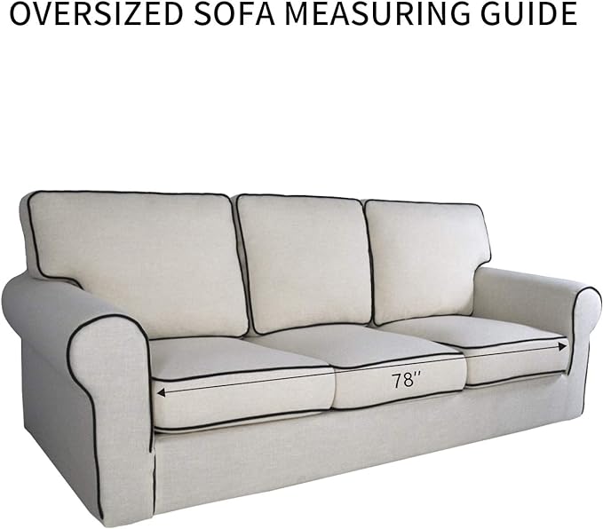 PureFit Super Stretch Sofa Slipcover – Spandex Non Slip Soft Couch Sofa Cover, Washable Furniture Protector with Non Skid Foam and Elastic Bottom for Kids, Pets （Oversized Sofa, Ivory）