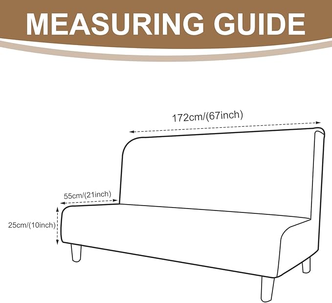 U-NICE HOME Stretch Futon Cover Armless Bed Slipcover - Soft Jacquard Fabric Washable for Pet Friendly, Light Blue