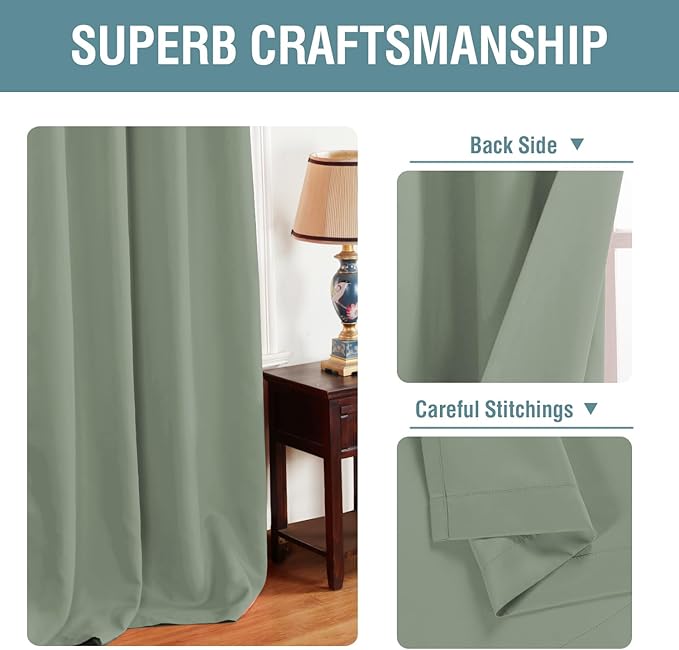 H.VERSAILTEX Blackout Curtain for Living Room Small Window Kitchen Blackout Curtains 45 inch Length Energy Saving Solid Grommet Blackout Drape, One Panel, Cyan, 52" W x 45" L