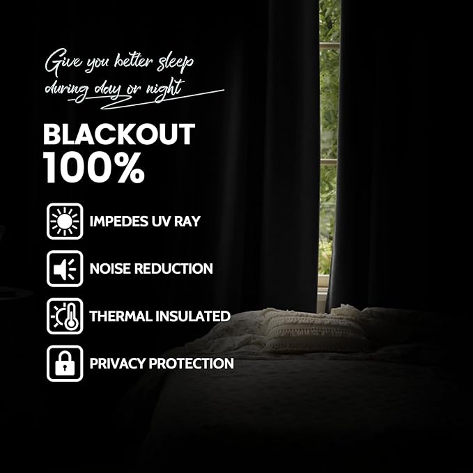 Yakamok Dove Grey 100% Blackout Curtains Grommet Window Treatments with 2 Thick Layers-Light Gray Room Darkening Thermal Insulated Drapes Set of 2 for Bedroom Living Room 52 Inches by 96 Inches length