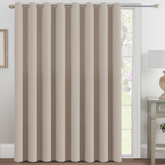 H.VERSAILTEX Blackout Patio Curtains 100 x 96 Inches for Sliding Door Extral Wide Blackout Curtain Panels Thermal Insulated Room Divider - Grommet Top, 8' Tall by 8.5' Wide - Fog