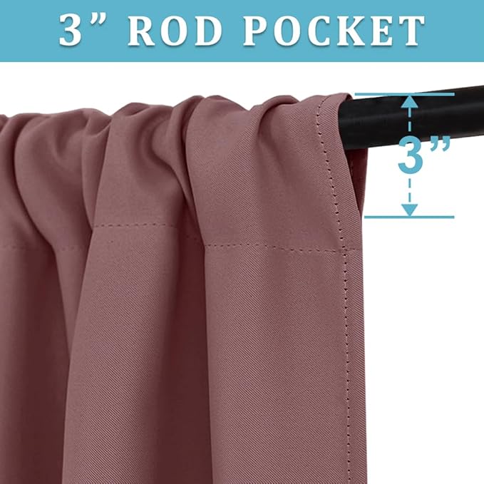 RYB HOME Cafe Blackout Curtains 24 inch Length, RV Curtains for Camper Windows, Mini Short Small Insulating Light UV Blocking Privacy Half Window Tiers, Width 42 by Length 24, Dusty Rose, 2 Panels