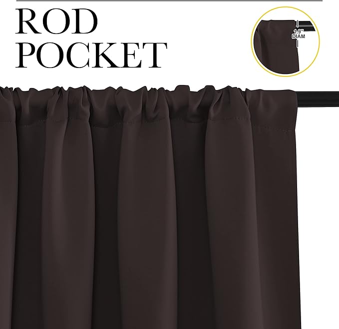 NICETOWN RV Blackout Curtains for Camper Windows, Toffee Brown, 34" x 30", Set of 2, Kitchen Curtains, Short Blackout Drapes, Thermal Insulated Rod Pocket Window Treatment Draperies for Nursery