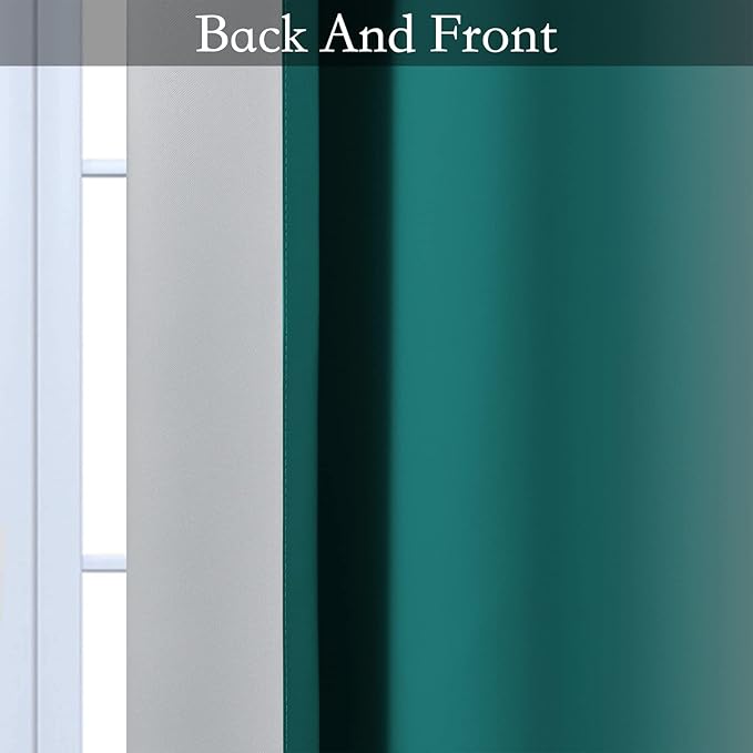 SimpleHome Ombre Room Darkening Curtains 82 inches Length for Bedroom,Grommet Gradient Light Blocking Teal Window Curtains for Living Room,2 Panels, 52x82 inches