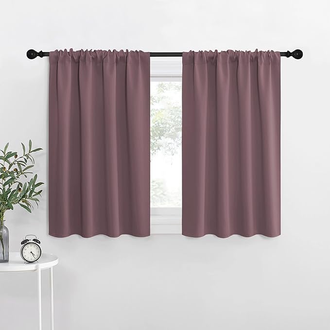 NICETOWN Blackout Curtains for RV Windows, Dry Rose, 29" by 20", 2 Panels, Room Darkening Window Curtain Panels, Easy-Care Solid Thermal Insulated Draperies/Drapes for Daughter Room