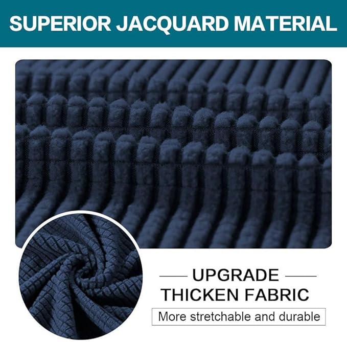 Turquoize 2 Piece Chair Covers Chair Slipcovers for Living Room Armchair Couch Cover Chair Sofa Cover with Individual Cushion Covers Furniture Cover for Chairs Feature Jacquard Fabric (Chair, Navy)