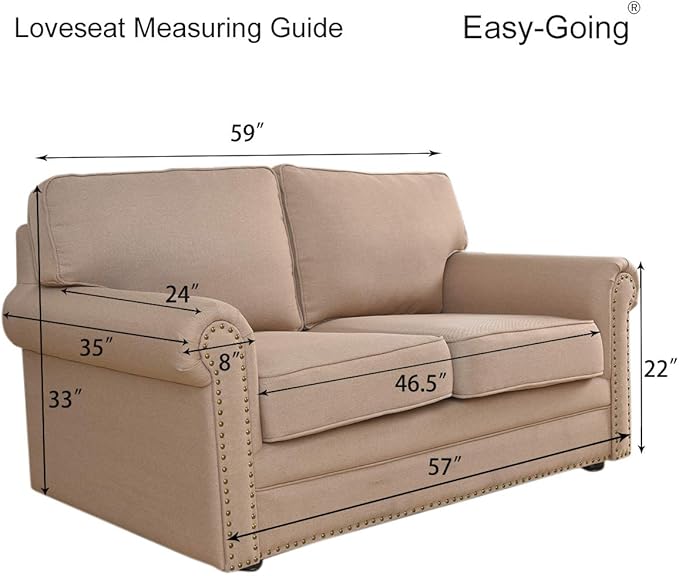 Easy-Going Reversible Loveseat Couch Cover for 2 Cushion Couch Sofa Cover for Dogs Water Resistant Furniture Protector with Foam Sticks Elastic Straps for Pet (Loveseat, Black/Beige)